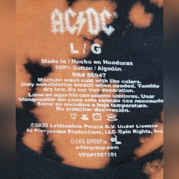 AC/DC Tie Dye "Highway To Hell" Graphic Tee  (Unisex) - Size L - Picture 5 of 5